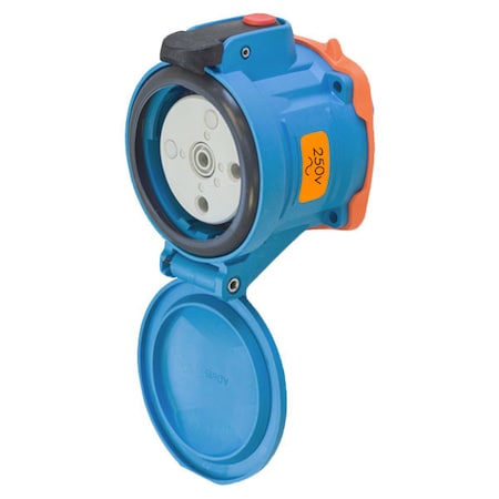 Meltric Pin & Sleeve Receptacle, 30 A, 250V AC, 2 Pole, Screw Terminals Wire Connection Type Blue, NEMA 4X 63-34072-375